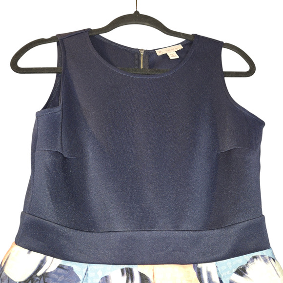 CB Est‎ 1962 Womens Size 4 Petite Floral Dress Navy Blue Stretch Sleeveless - Picture 5 of 16